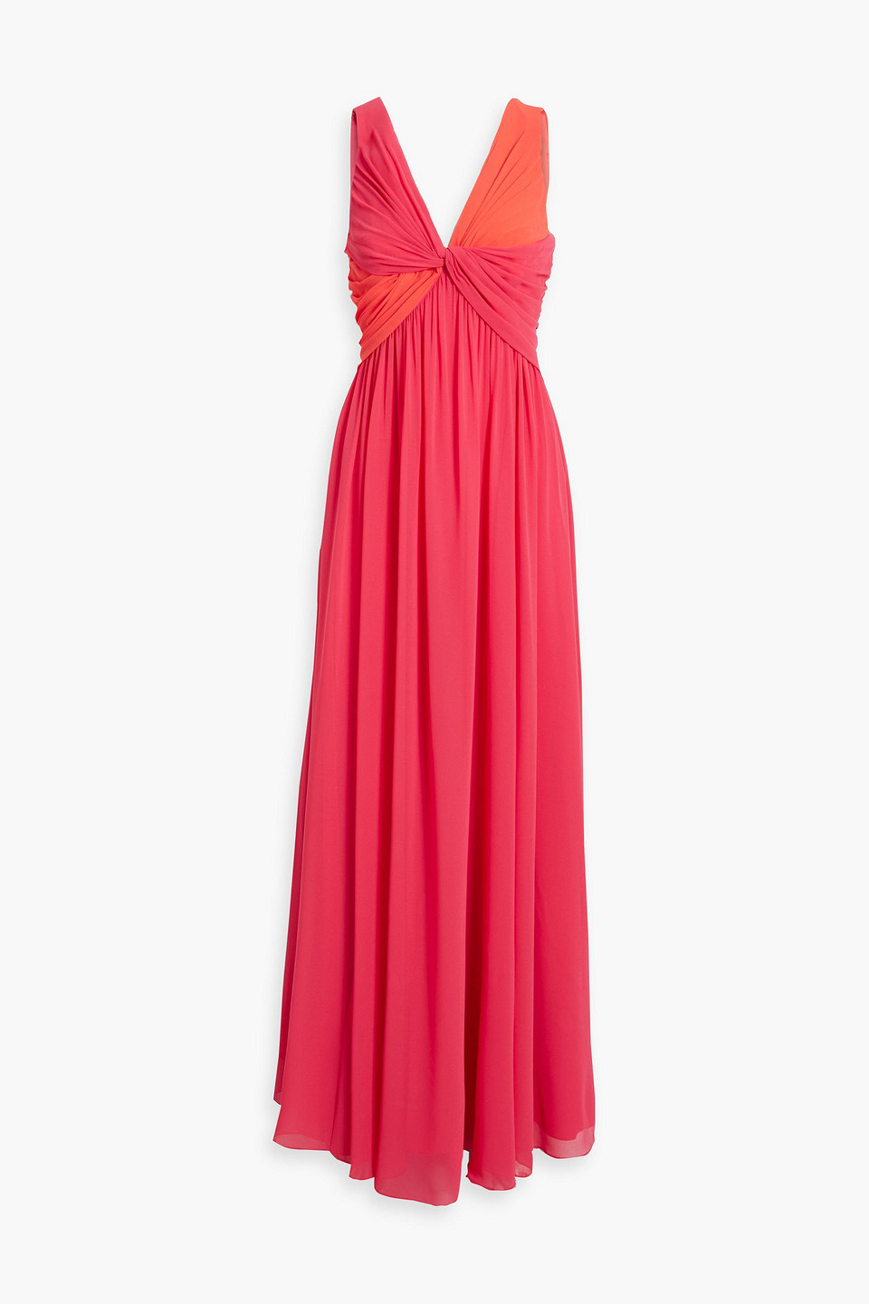Badgley Mischka - Twisted two-tone chiffon gown - Pink
