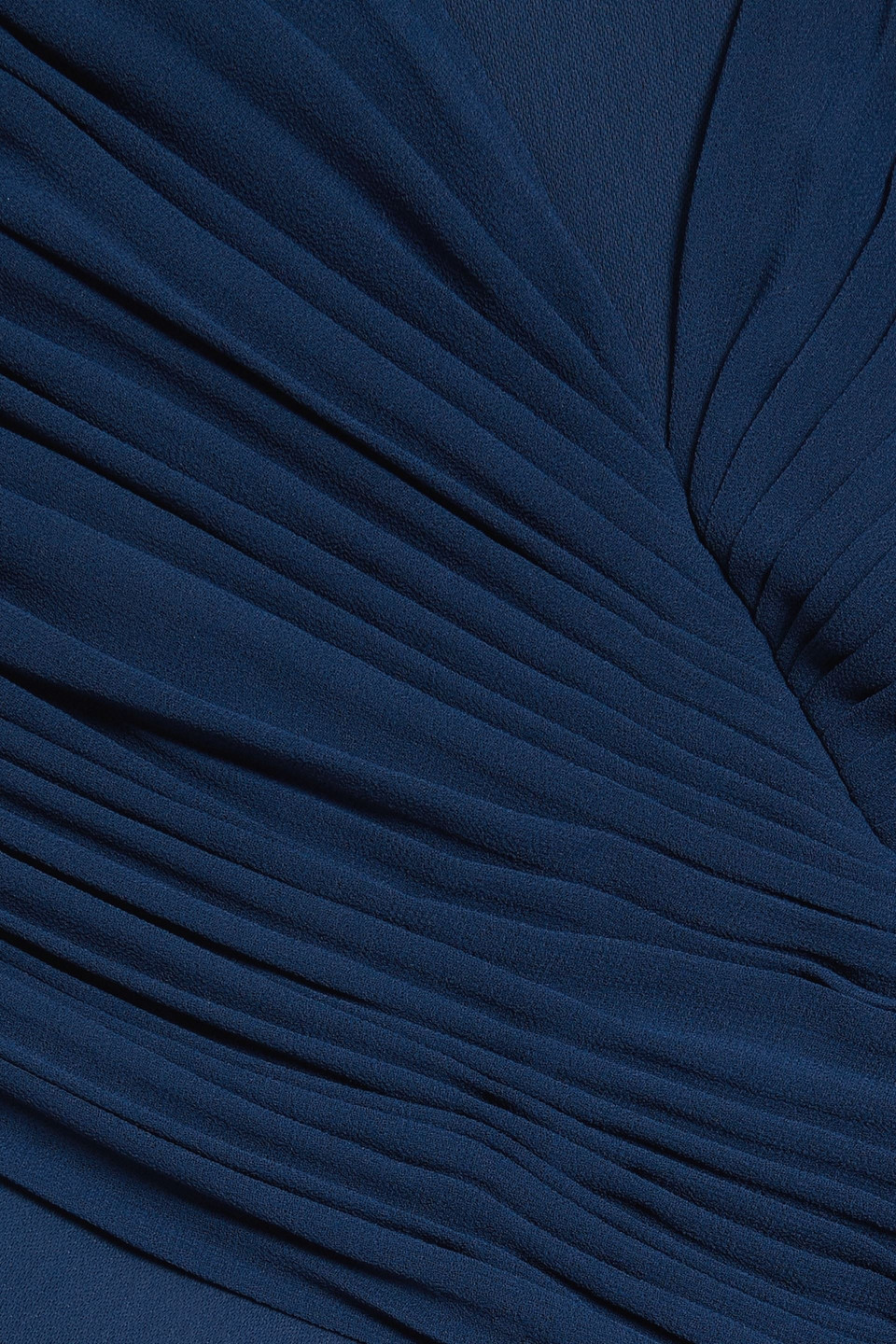 Badgley Mischka Pleated Crepe Gown In Indigo