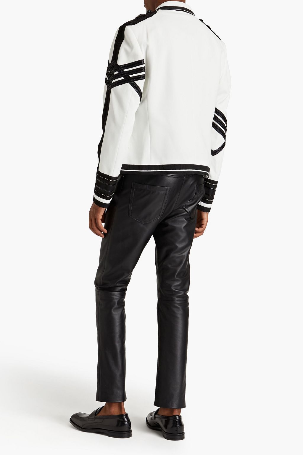 BALMAIN 투톤 장식 디테일 크레이프 블레이저
