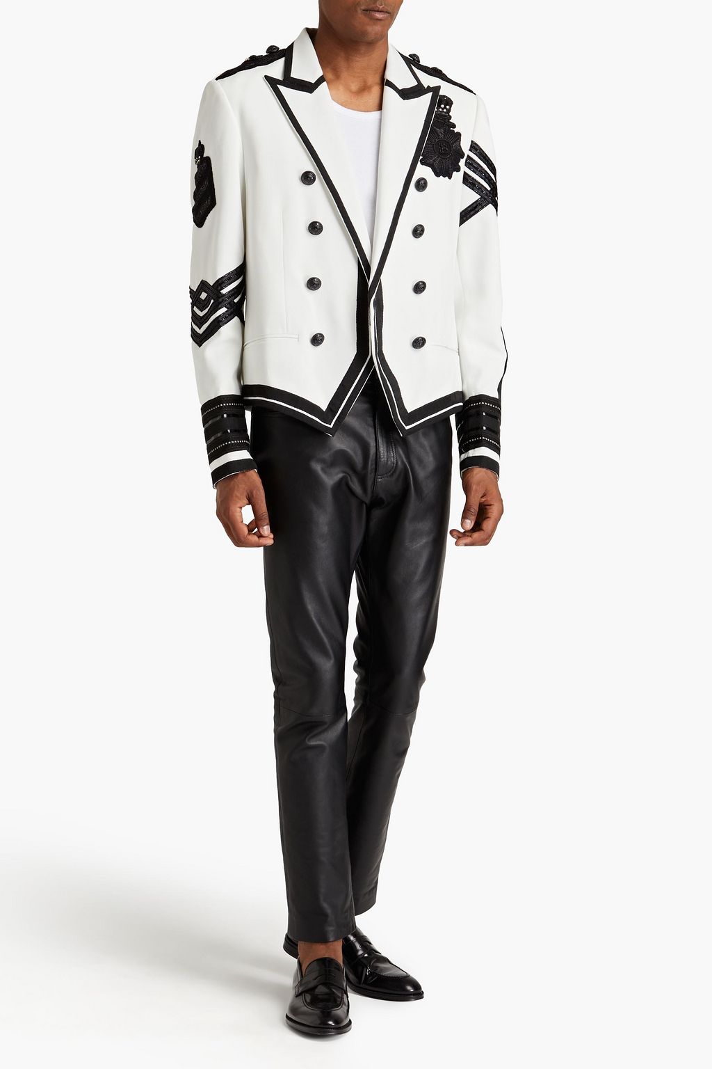 BALMAIN 투톤 장식 디테일 크레이프 블레이저