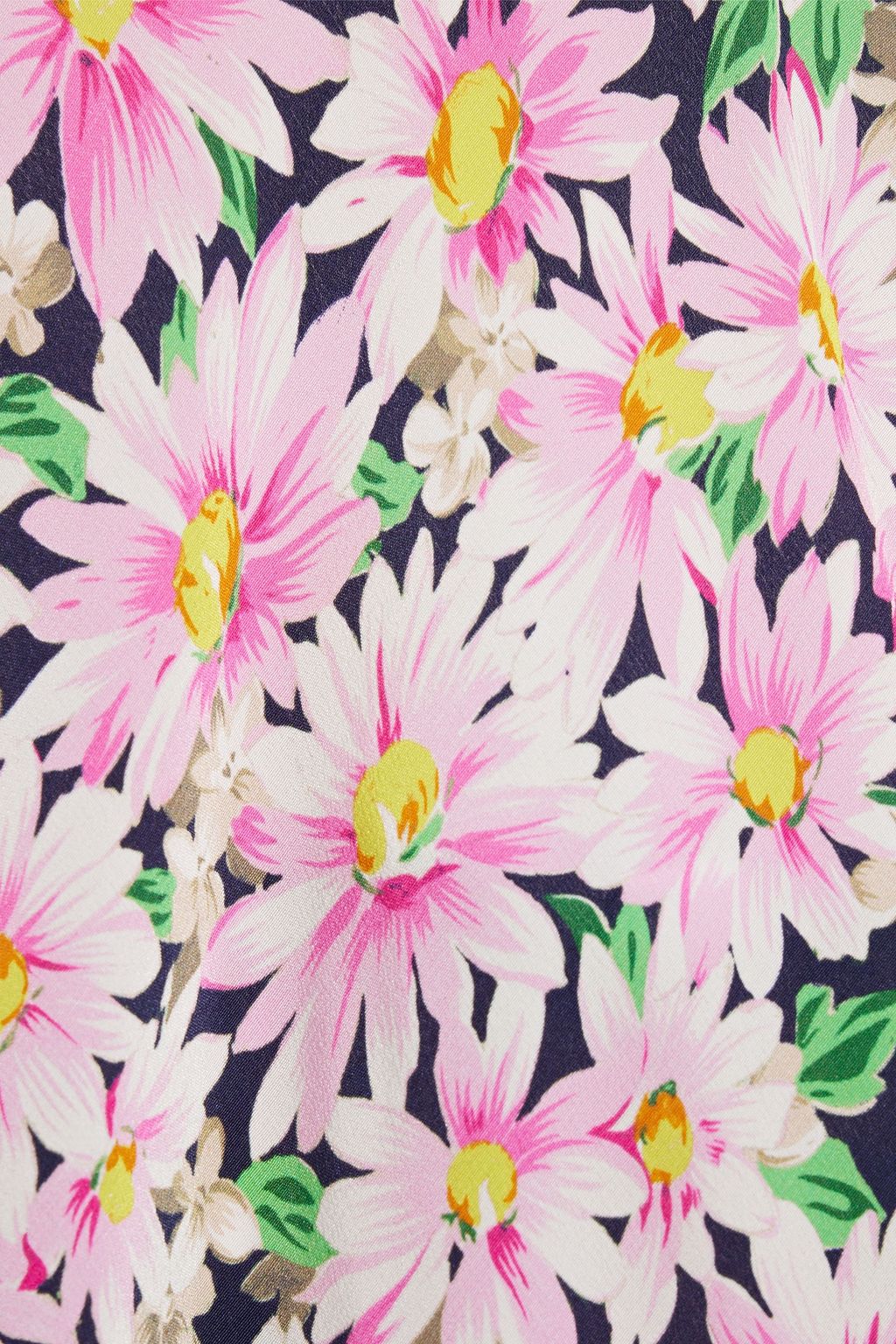 LES RÊVERIES Ruffled floral-print silk crepe de chine mini dress