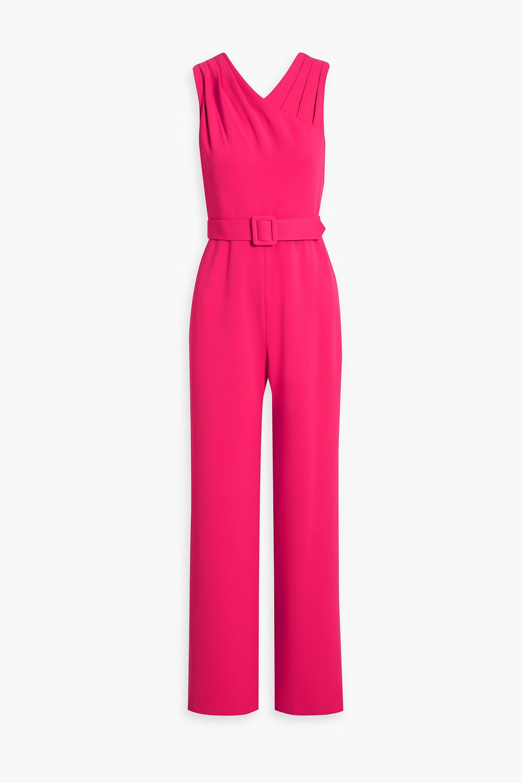 BADGLEY MISCHKA Belted pleated crepe jumpsuit | THE OUTNET