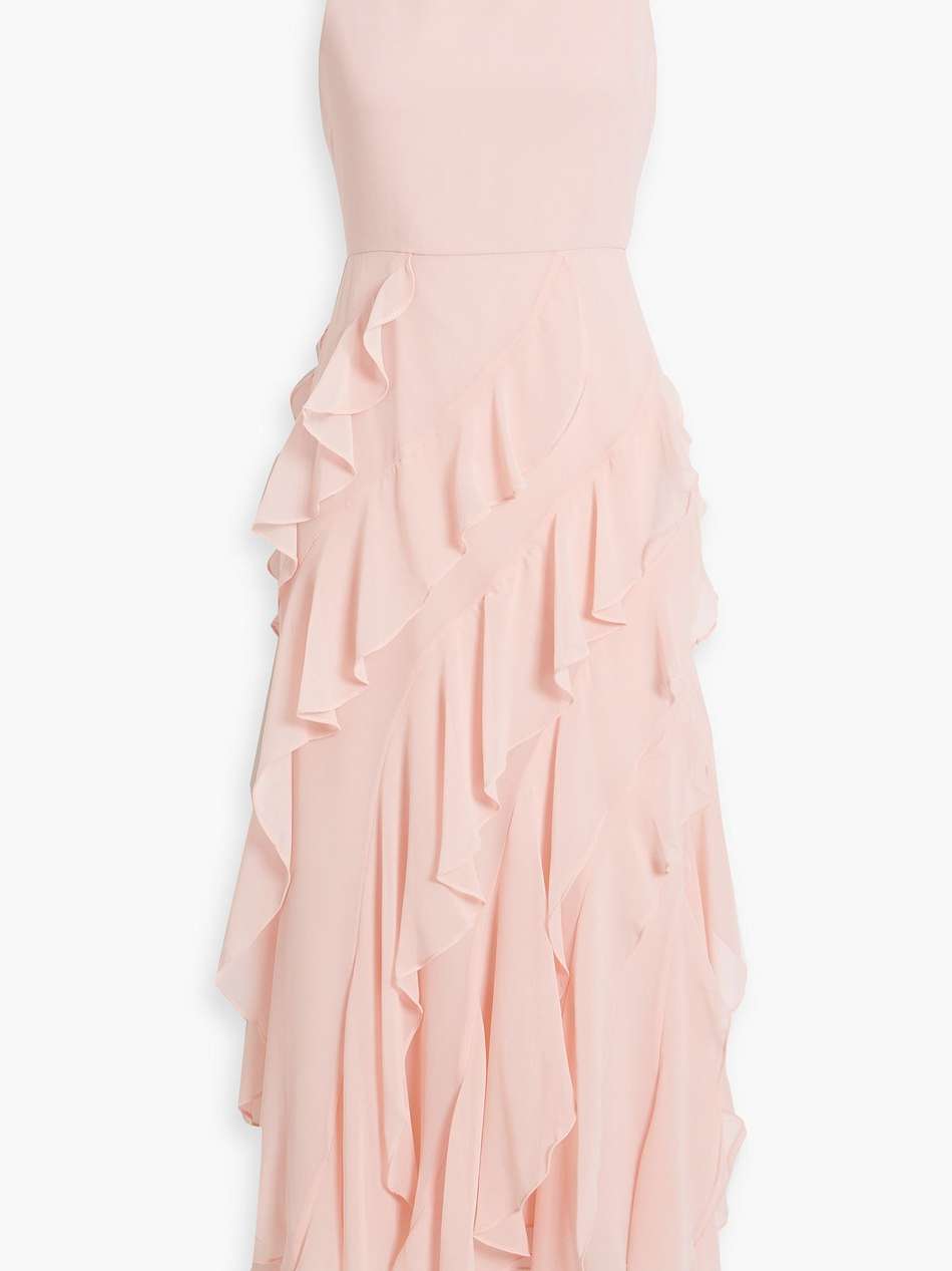 ruffled chiffon midi dress