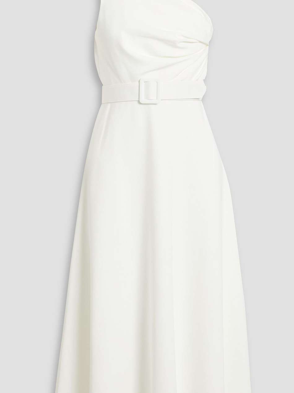 one-shoulder scuba midi dress