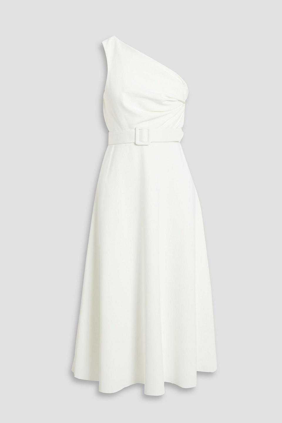 Badgley Mischka One-shoulder Scuba Midi Dress In White