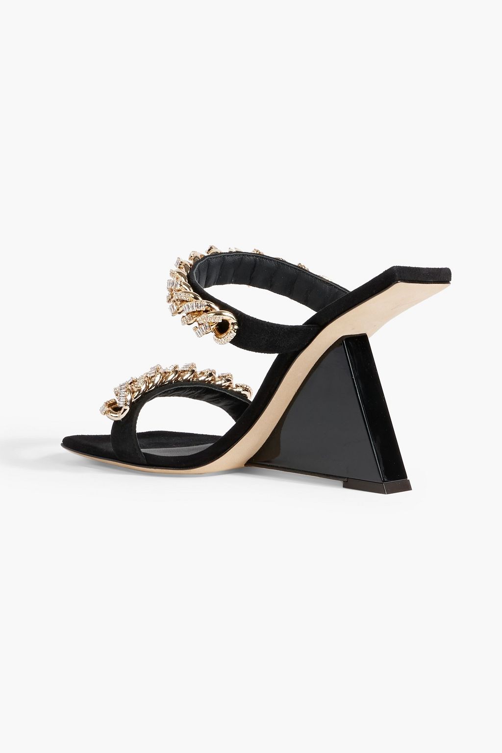 GIUSEPPE ZANOTTI Berenicee chain-embellished suede wedge mules