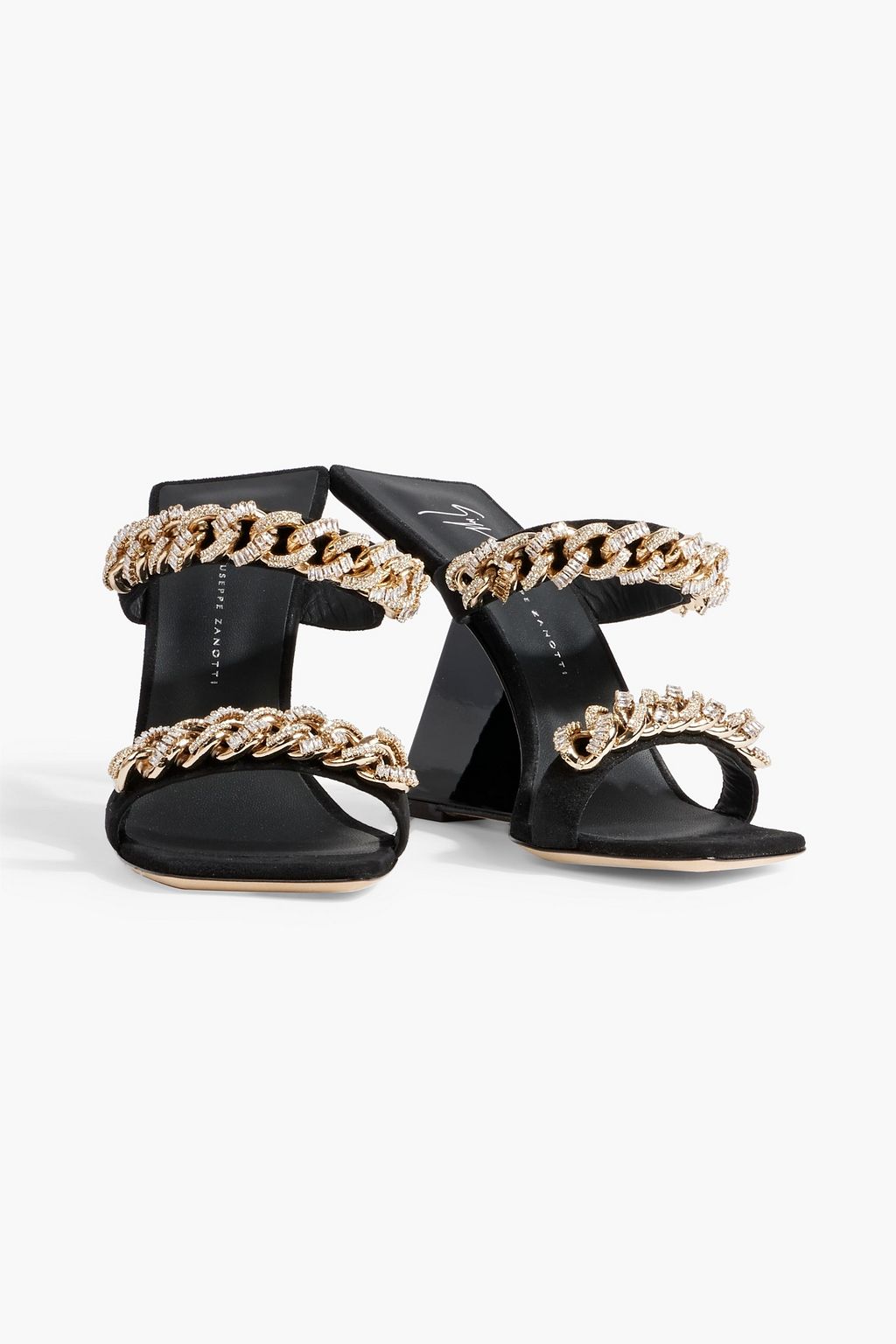 GIUSEPPE ZANOTTI Berenicee chain-embellished suede wedge mules