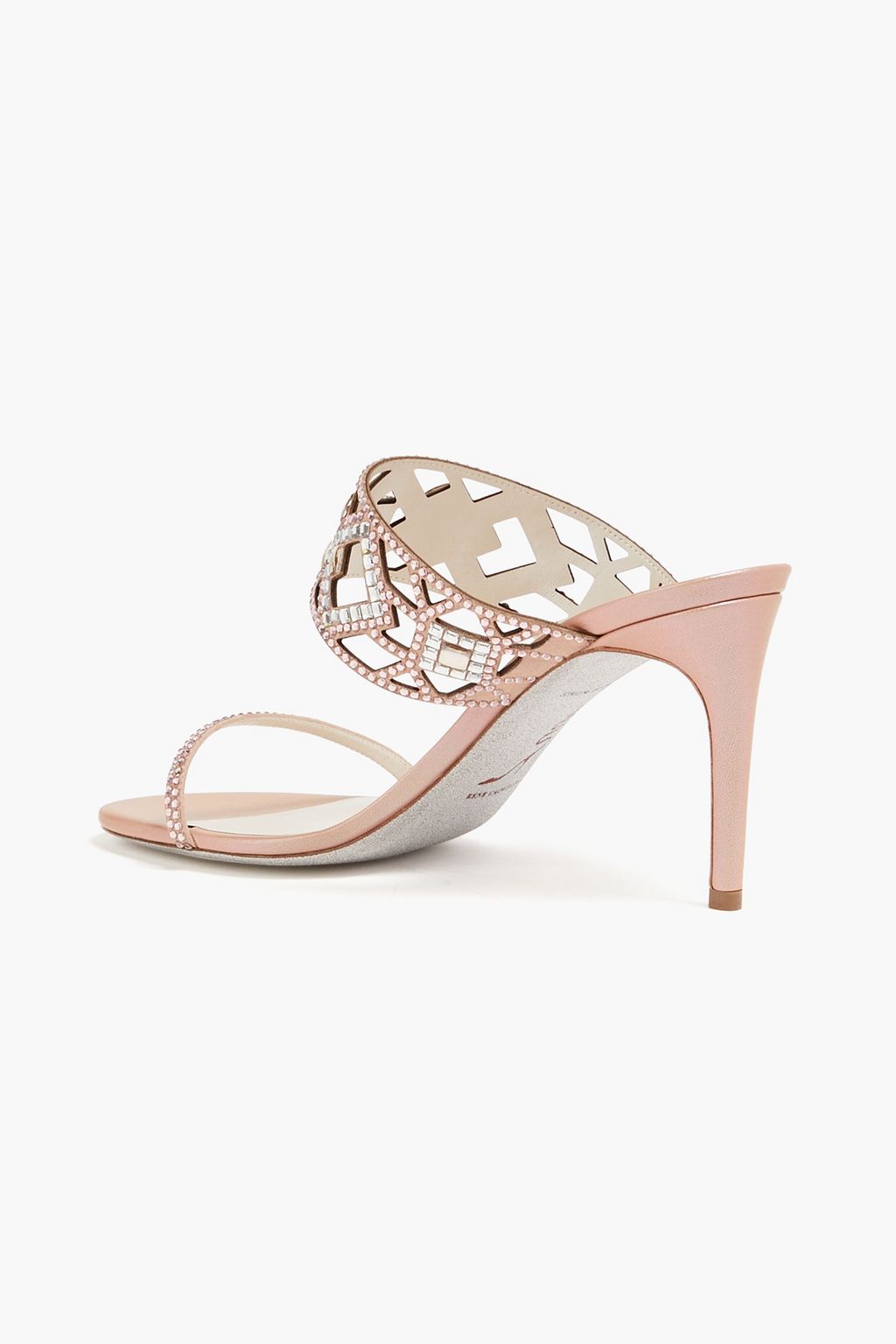 RENE' CAOVILLA Isabel crystal-embellished laser-cut suede mules