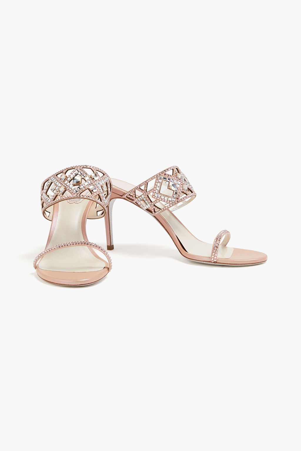 RENE' CAOVILLA Isabel crystal-embellished laser-cut suede mules