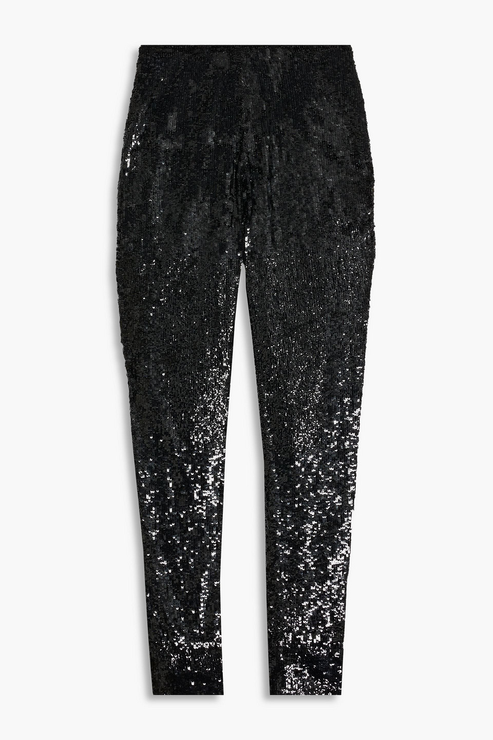 Oscar De La Renta Sequined Chiffon Skinny Trousers In Black