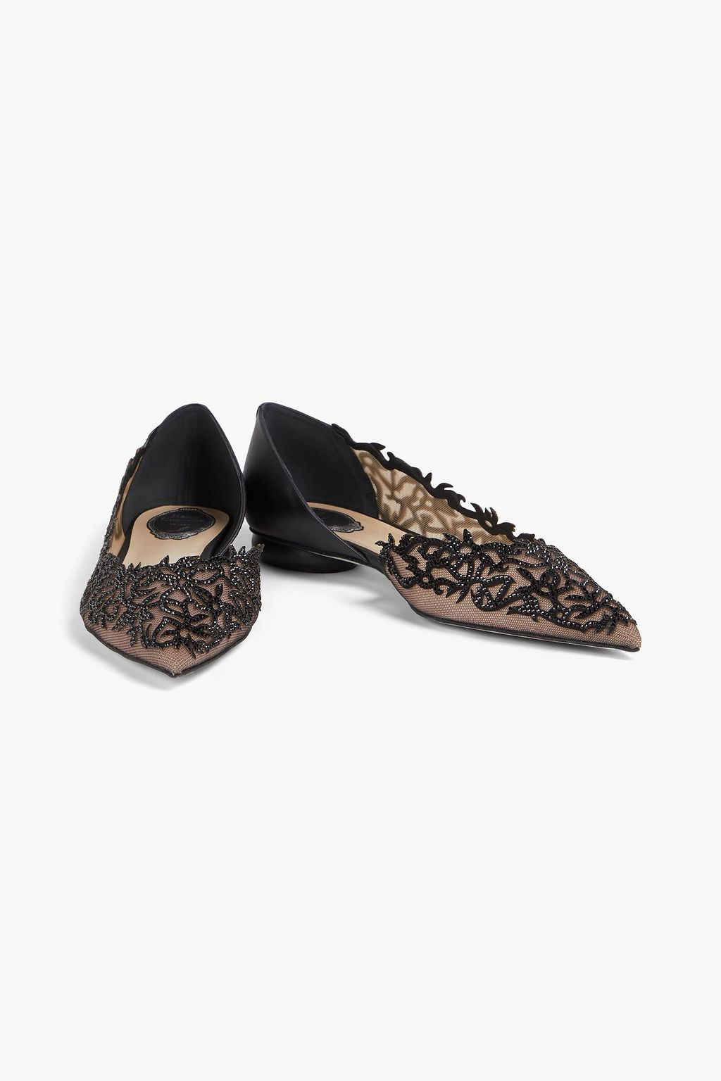 RENE' CAOVILLA Guendy embellished mesh point-toe flats