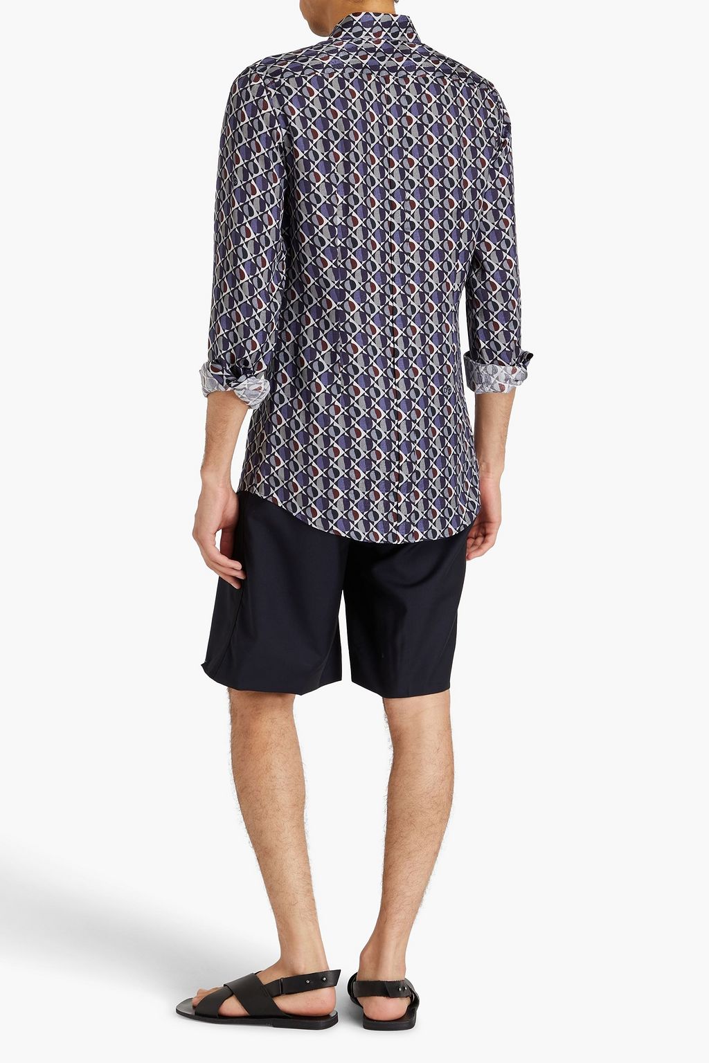 DOLCE&GABBANA シルクジャカード シャツ プリント入り