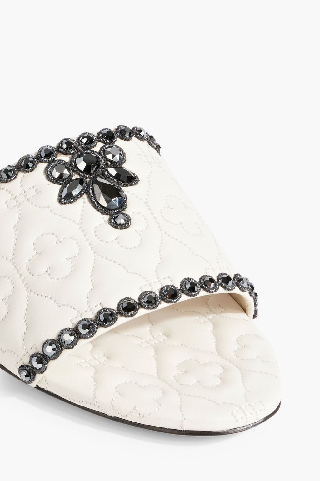 RENE' CAOVILLA Vittoria crystal-embellished quilted leather slides