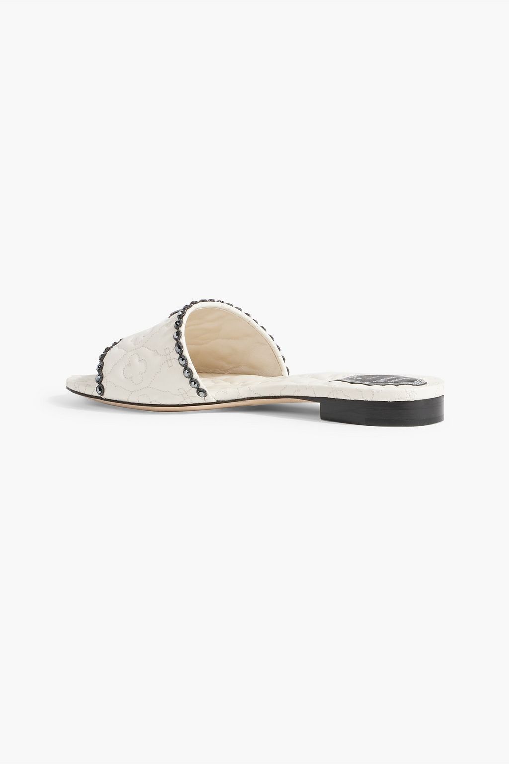 RENE' CAOVILLA Vittoria crystal-embellished quilted leather slides