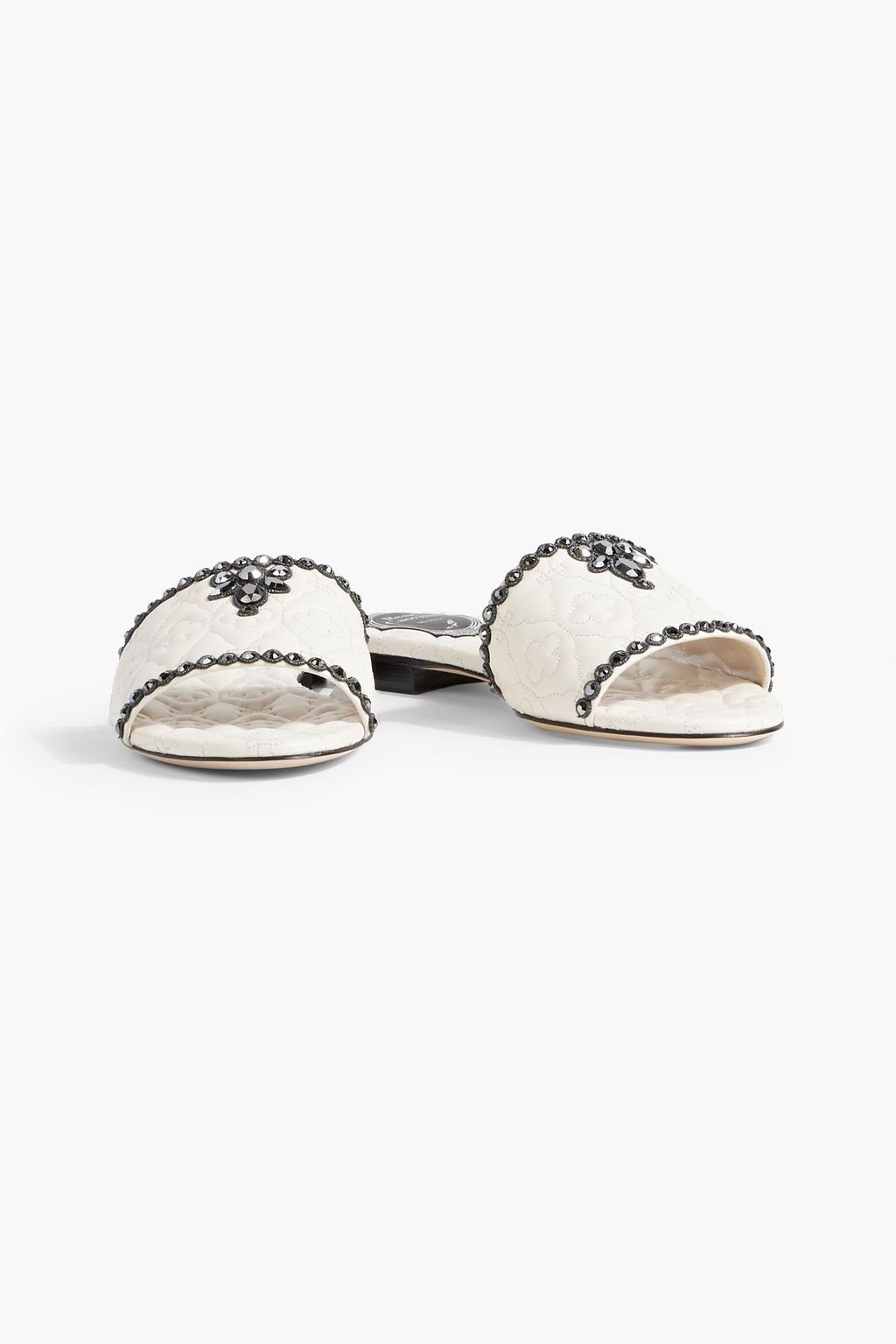 RENE' CAOVILLA Vittoria crystal-embellished quilted leather slides