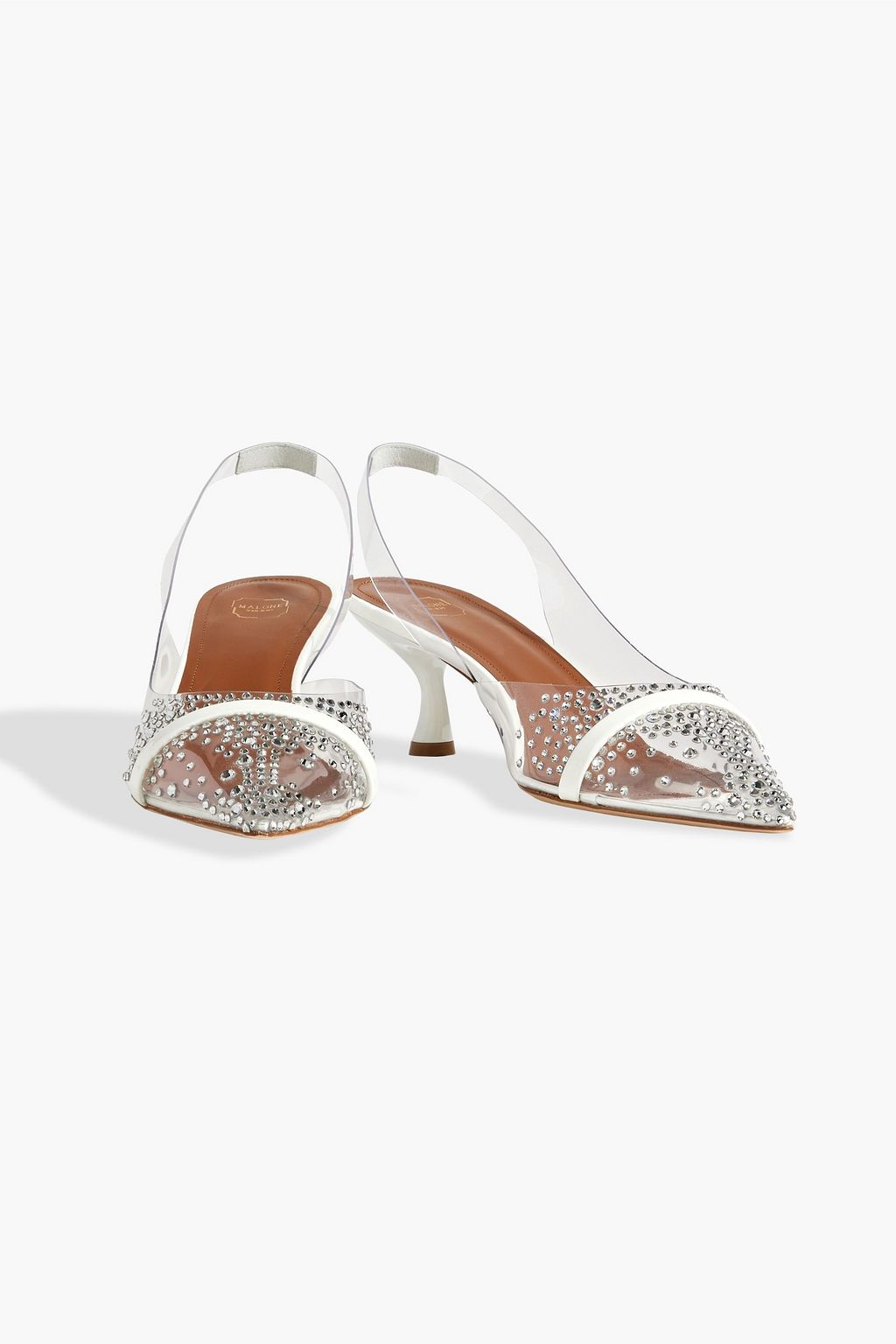 MALONE SOULIERS Juliet 45 crystal-embellished PVC slingback pumps