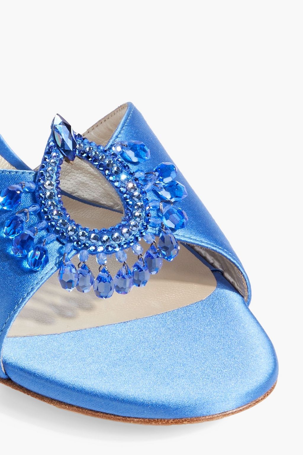 RENE' CAOVILLA Chantel crystal-embellished satin mules