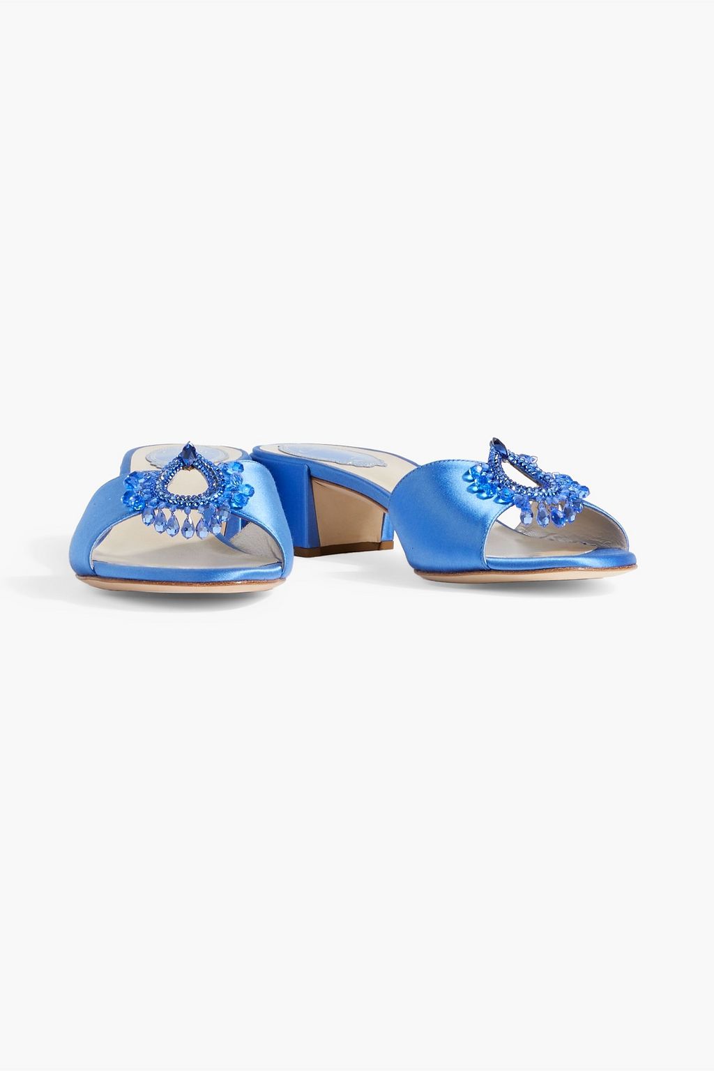 RENE' CAOVILLA Chantel crystal-embellished satin mules