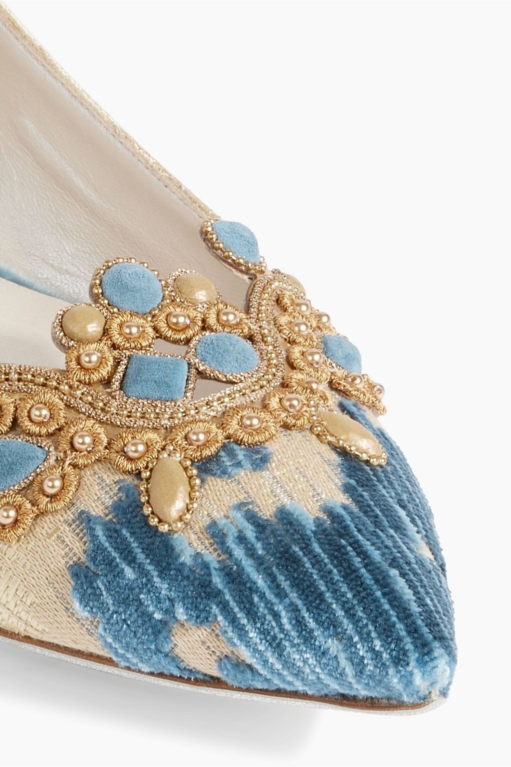 RENE' CAOVILLA Veneziana devoré-velvet point-toe flats