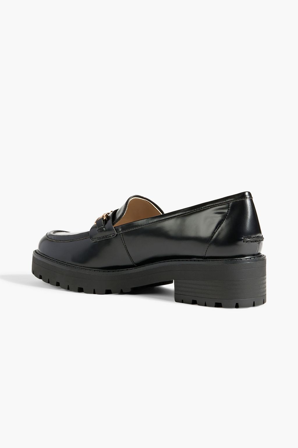 SAM EDELMAN Tully embellished glossed-leather platform loafers