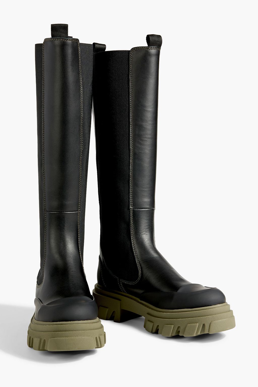 GANNI Leather knee boots