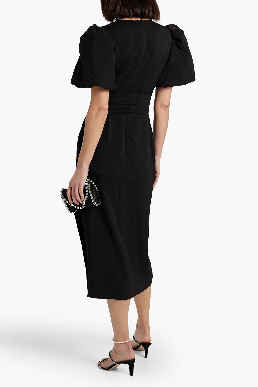 REBECCA VALLANCE Golightly embellished polka-dot satin-jacquard midi dress