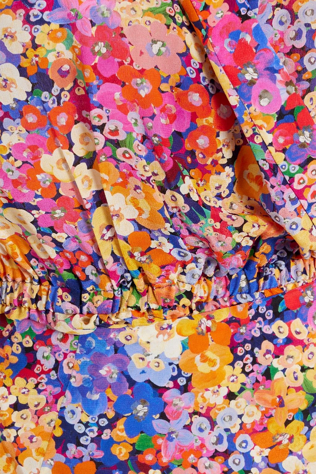 REBECCA VALLANCE Through The Grapevine wrap-effect floral-print silk crepe de chine dress