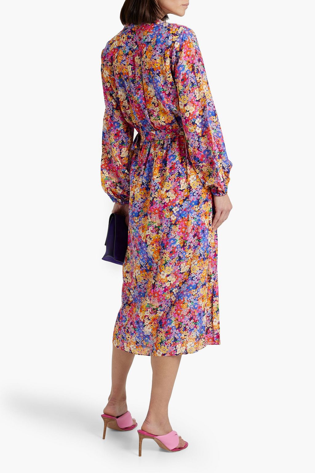 REBECCA VALLANCE Through The Grapevine wrap-effect floral-print silk crepe de chine dress