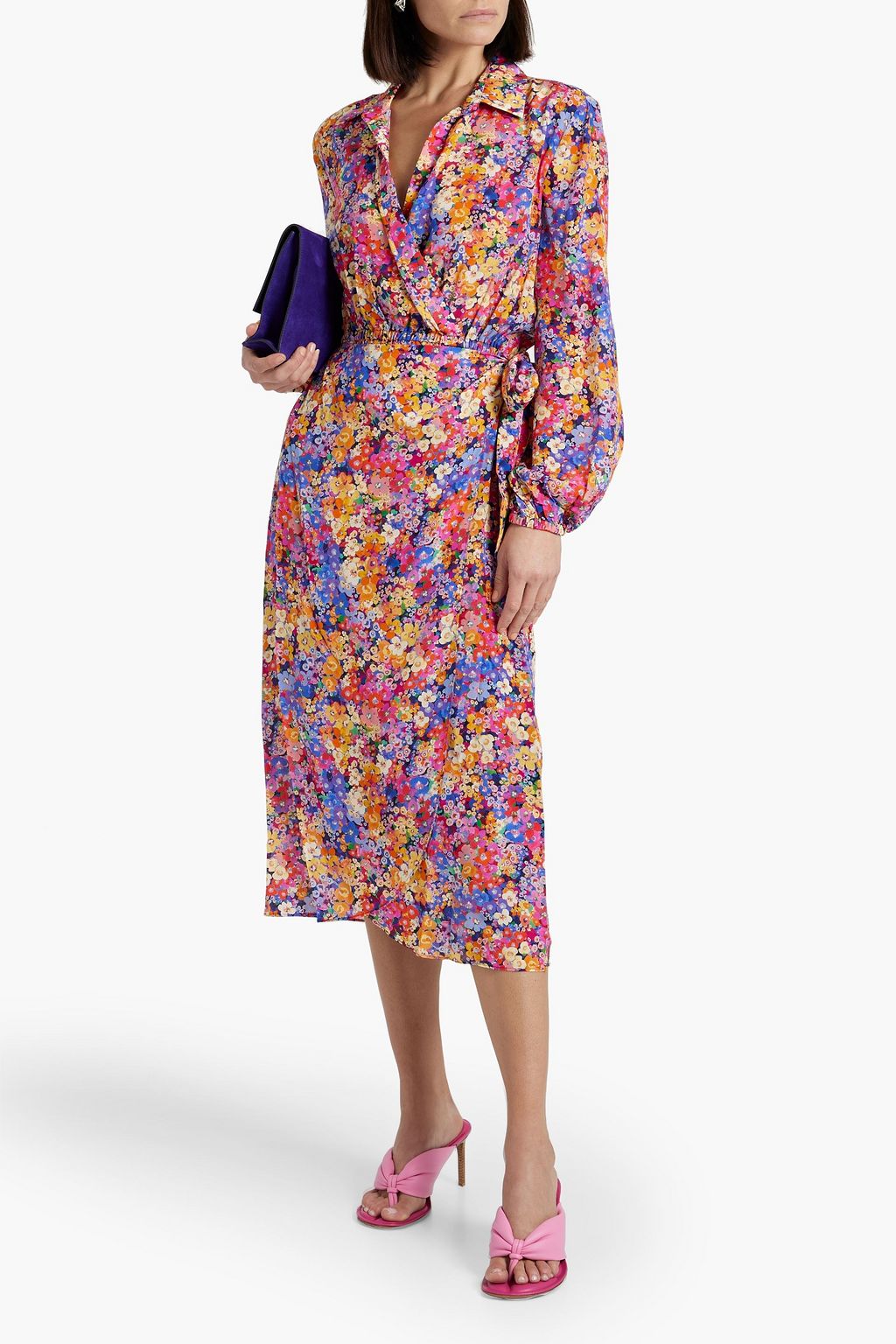 REBECCA VALLANCE Through The Grapevine wrap-effect floral-print silk crepe de chine dress