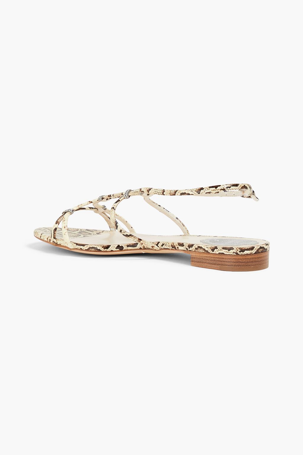 RENE' CAOVILLA Clippy crystal-embellished snakeskin slingback sandals