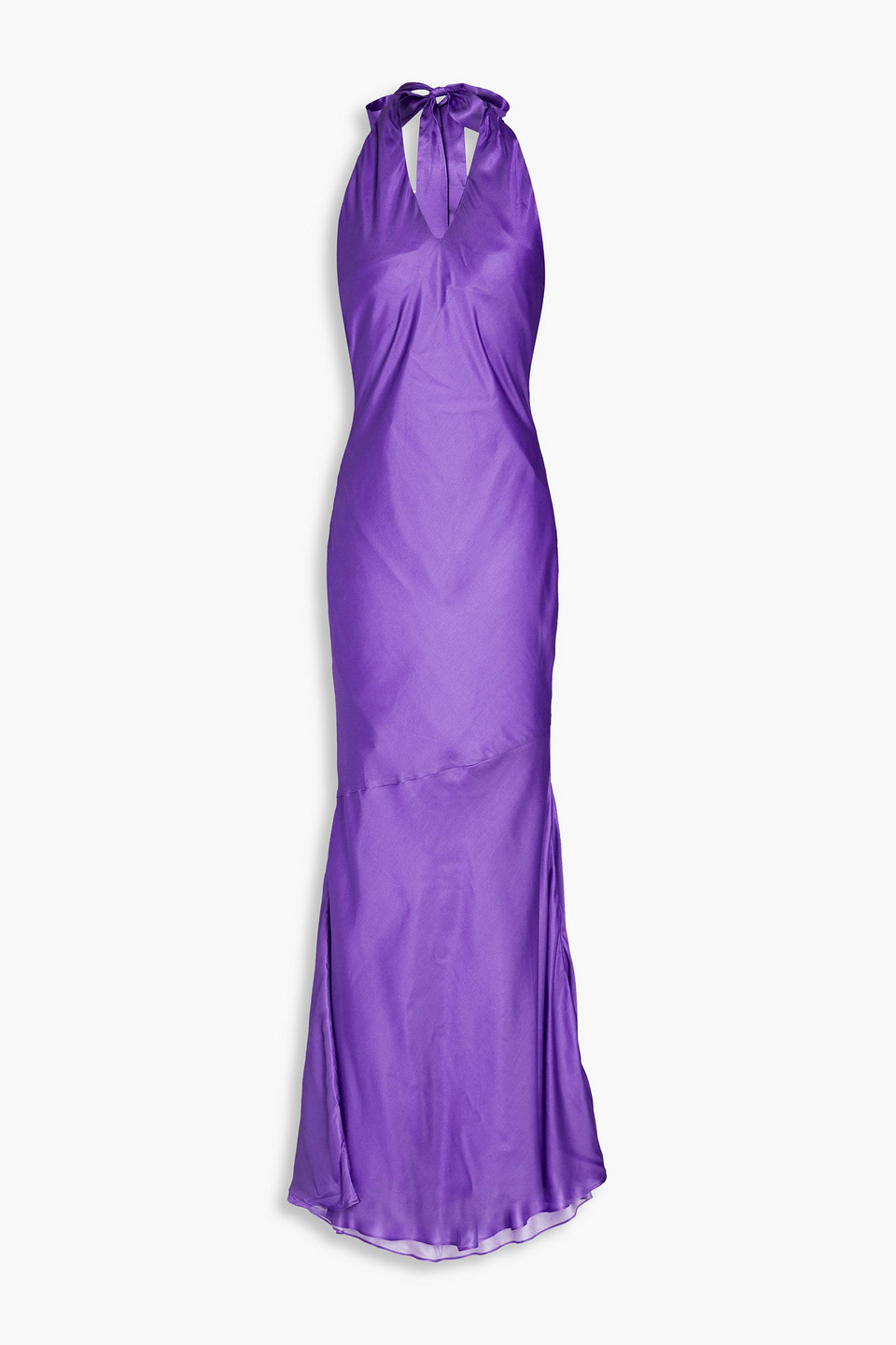 OLIVIA RUBIN COLLEEN OPEN-BACK SATIN-CREPE HALTERNECK MAXI DRESS