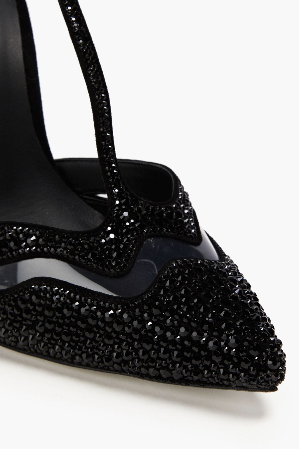 RENE' CAOVILLA Tulay crystal-embellished suede and PVC sandals