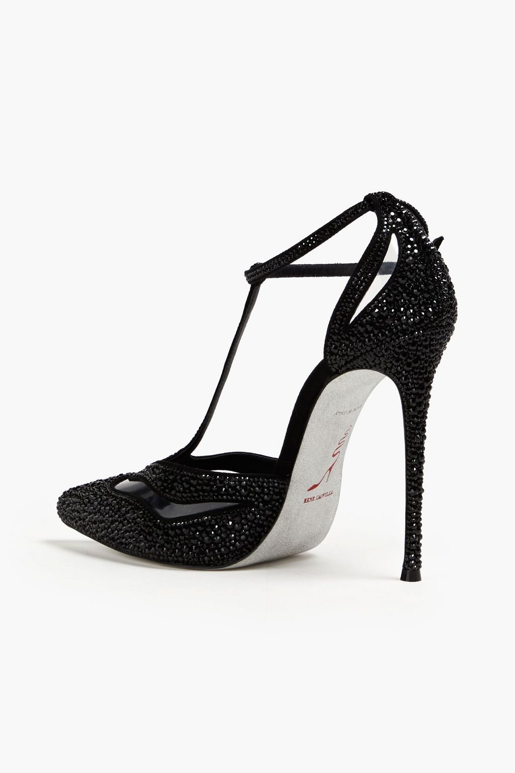 RENE' CAOVILLA Tulay crystal-embellished suede and PVC sandals