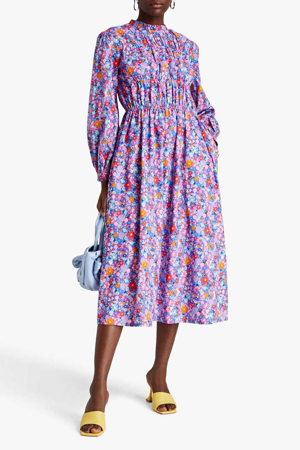 OLIVIA RUBIN Tammy ruffled floral-print cotton midi dress | THE OUTNET