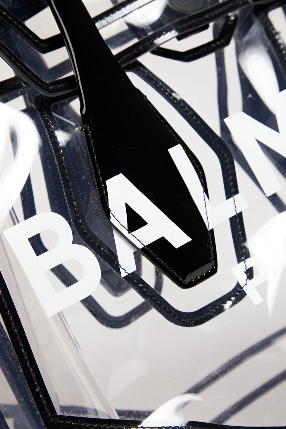  Balmain - Tote Bag Aus Bedrucktem Pvc Mit Lacklederbesatz - Weiß - Onesize 