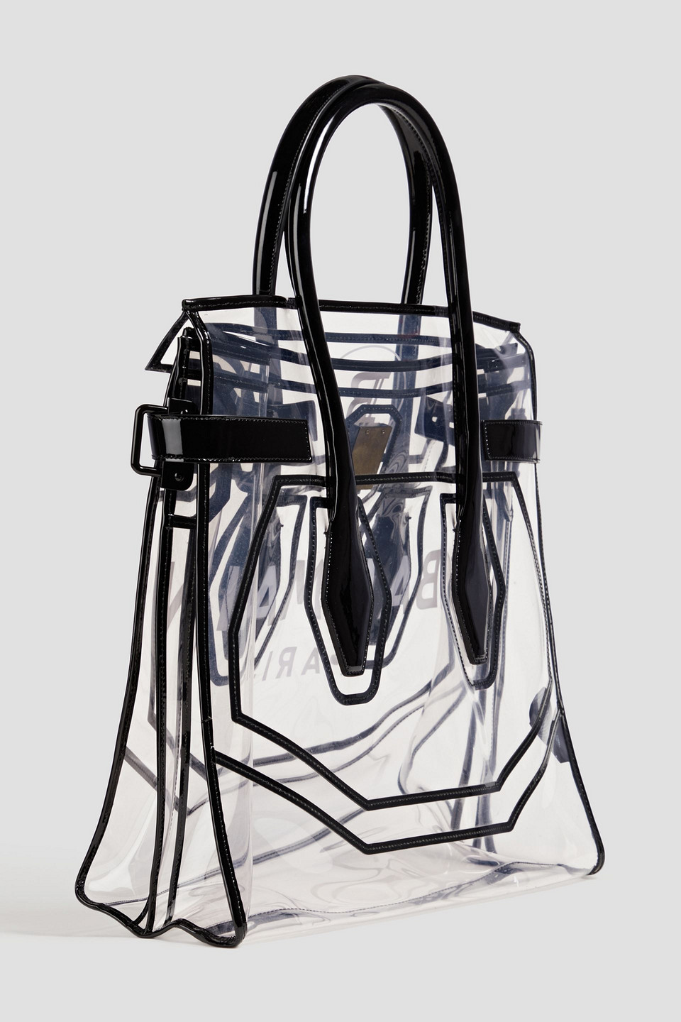  Balmain - Tote Bag Aus Bedrucktem Pvc Mit Lacklederbesatz - Weiß - Onesize 