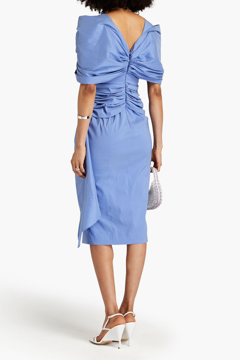  Rachel Gilbert - Riccardo Gerafftes Midikleid Aus Shantung - Blau - 0 