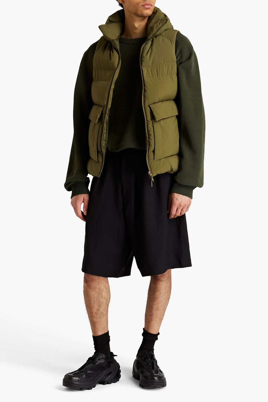 Y-3 Quilted shell hooded down vest