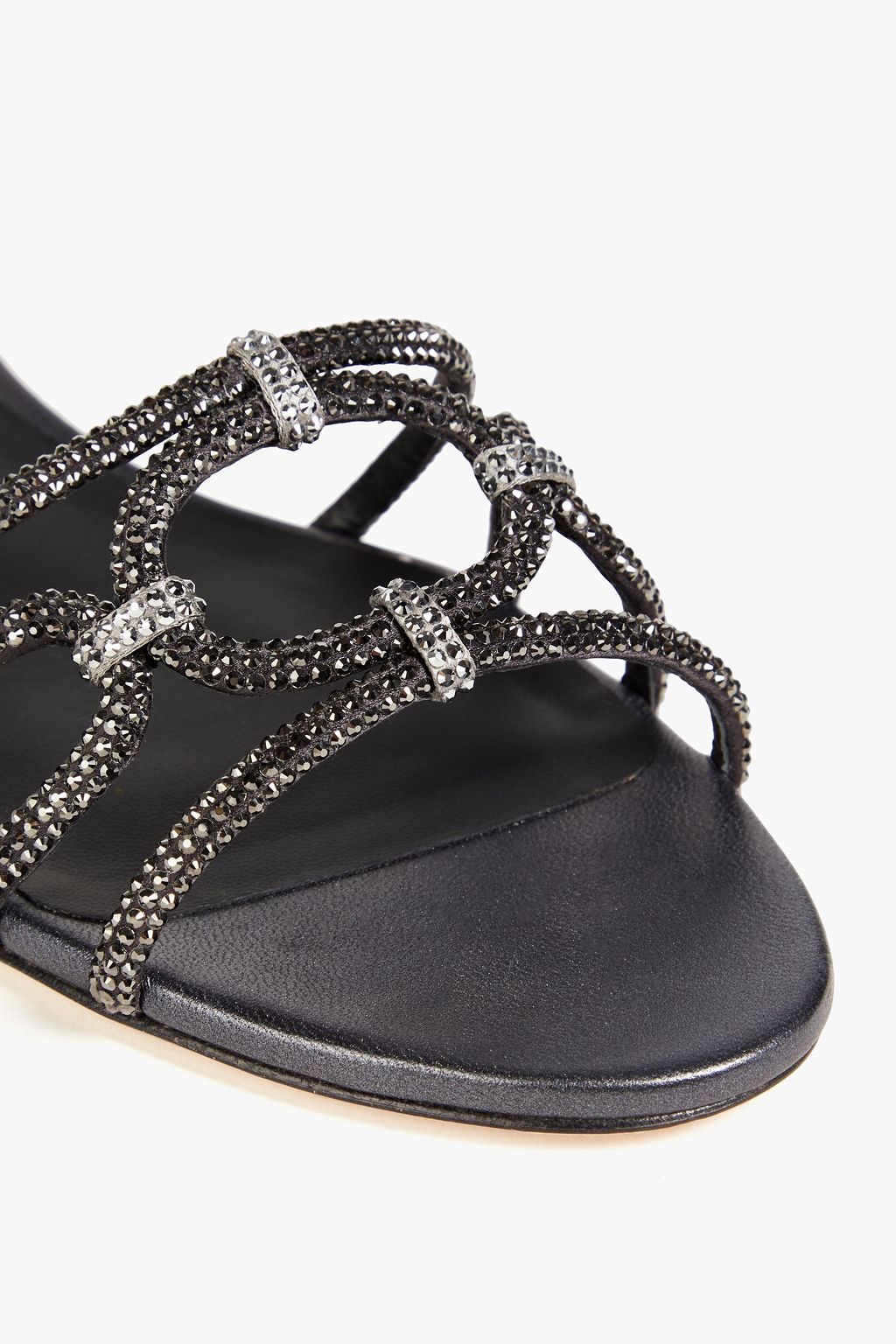 RENE' CAOVILLA Clippy crystal-embellished satin slides
