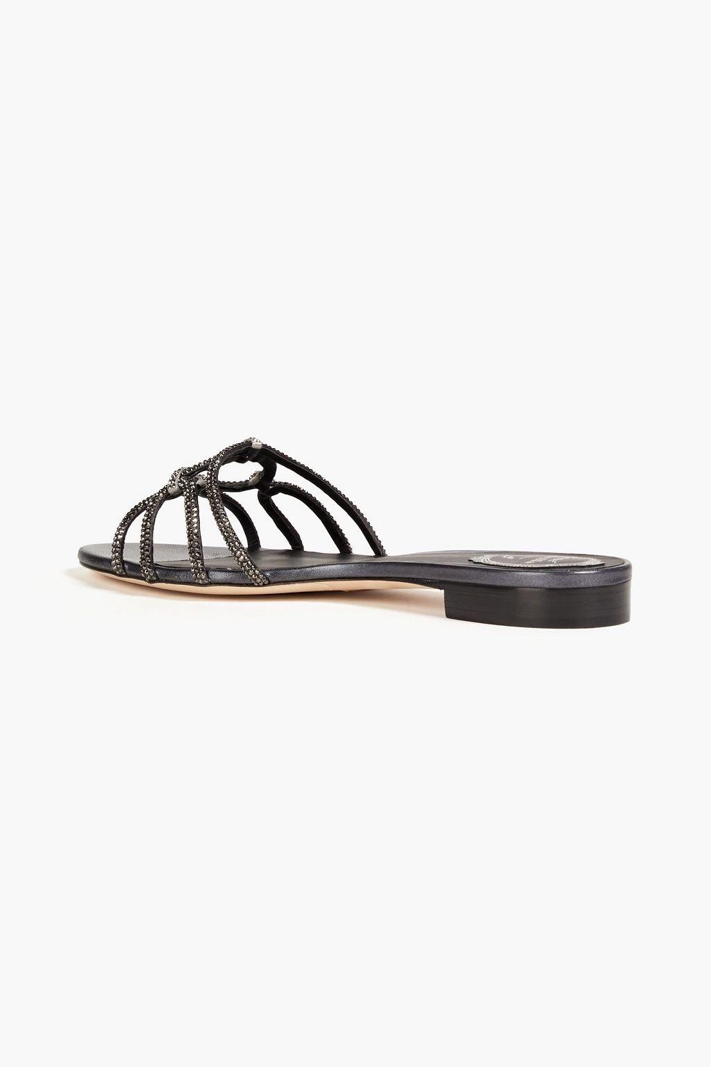 RENE' CAOVILLA Clippy crystal-embellished satin slides