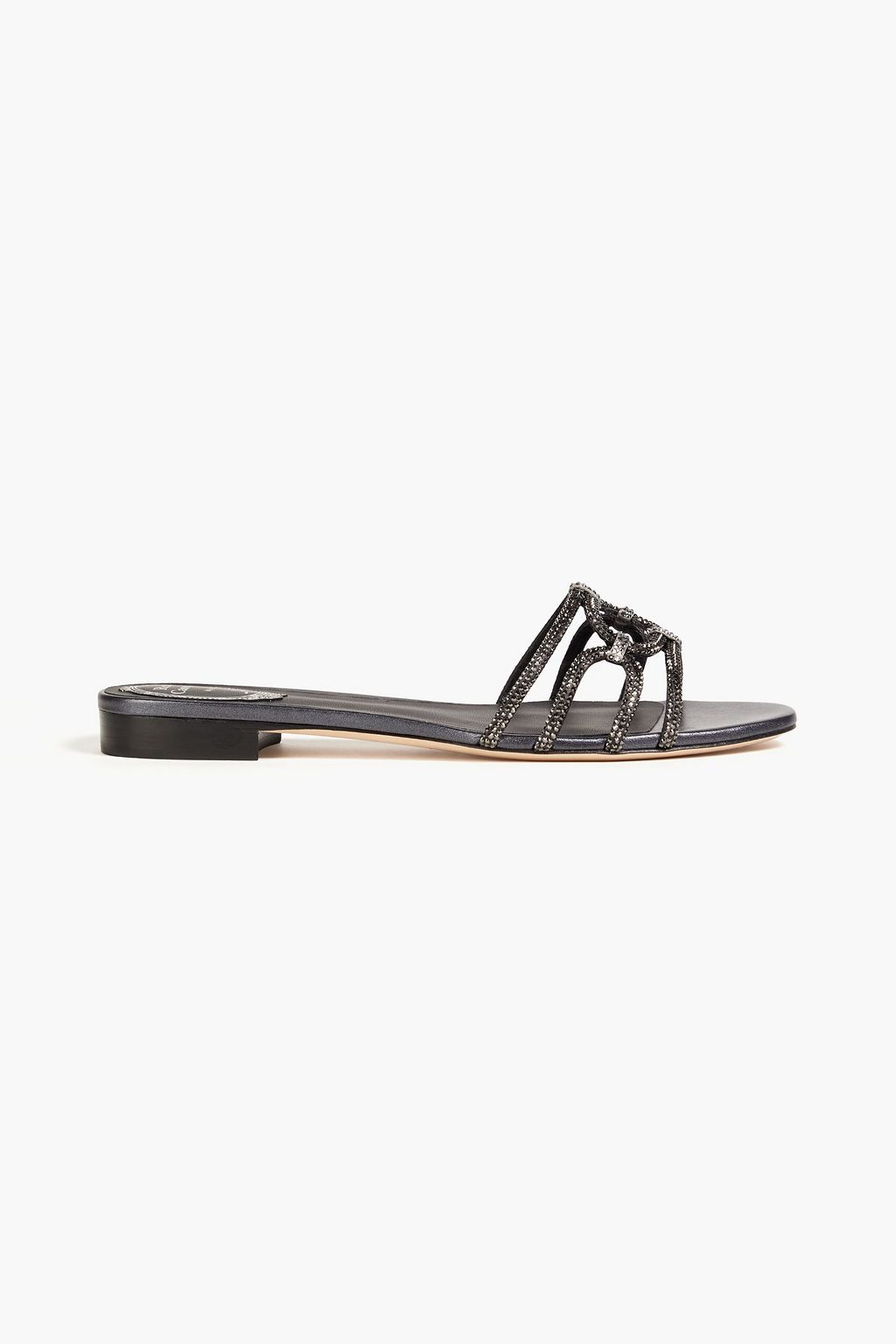 RENE' CAOVILLA Clippy crystal-embellished satin slides | THE OUTNET