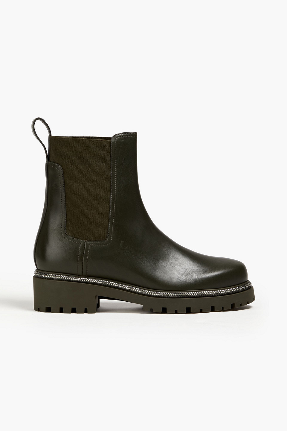 René Caovilla - Bika crystal-embellished leather Chelsea boots - Green - EU 35