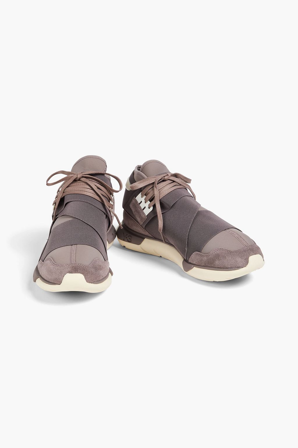 Y-3 Qasa suede-trimmed neoprene high-top sneakers