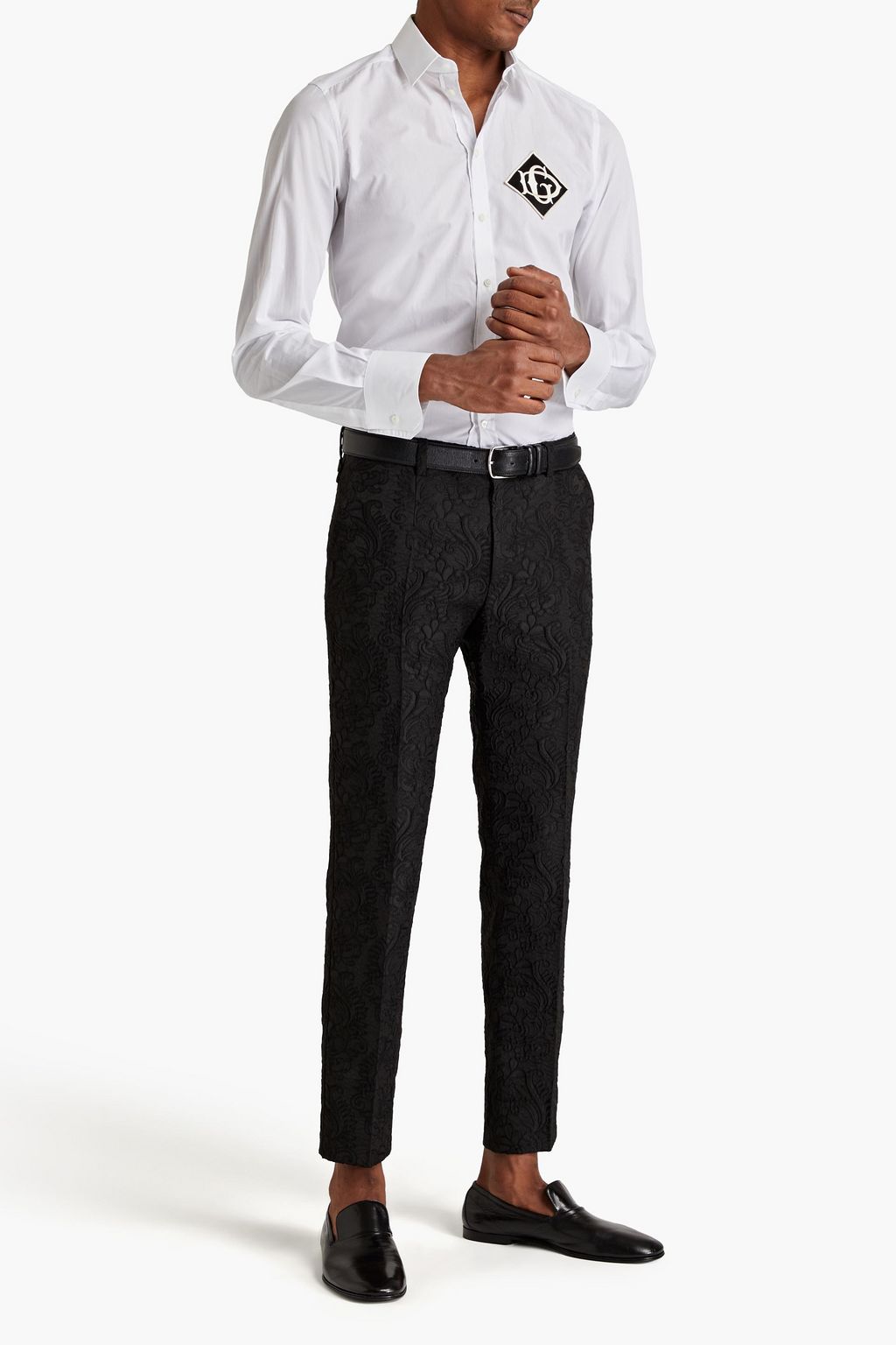 DOLCE&GABBANA Hose mit schmalem Bein aus glänzendem Jacquard