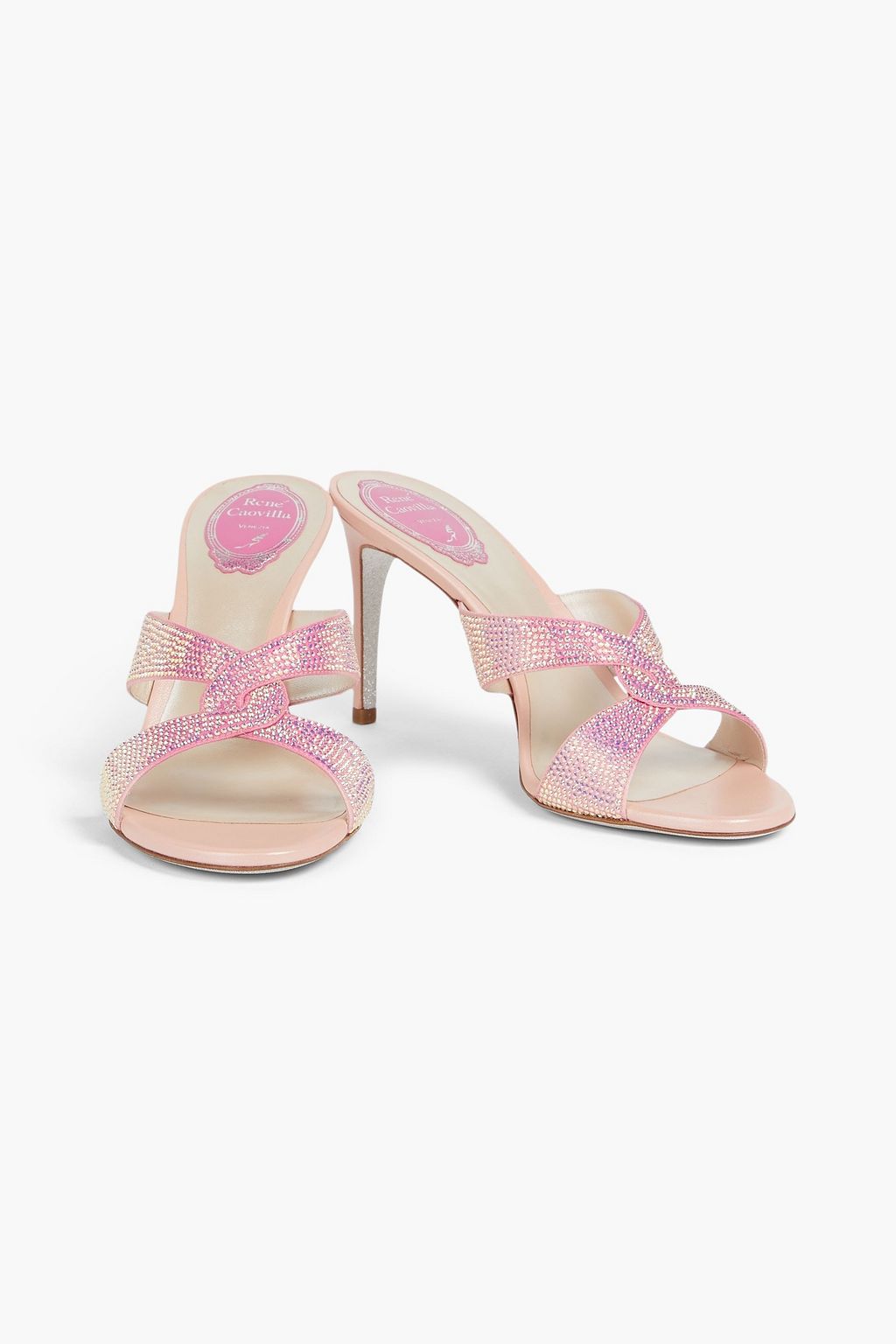 RENE' CAOVILLA Maela crystal-embellished satin mules