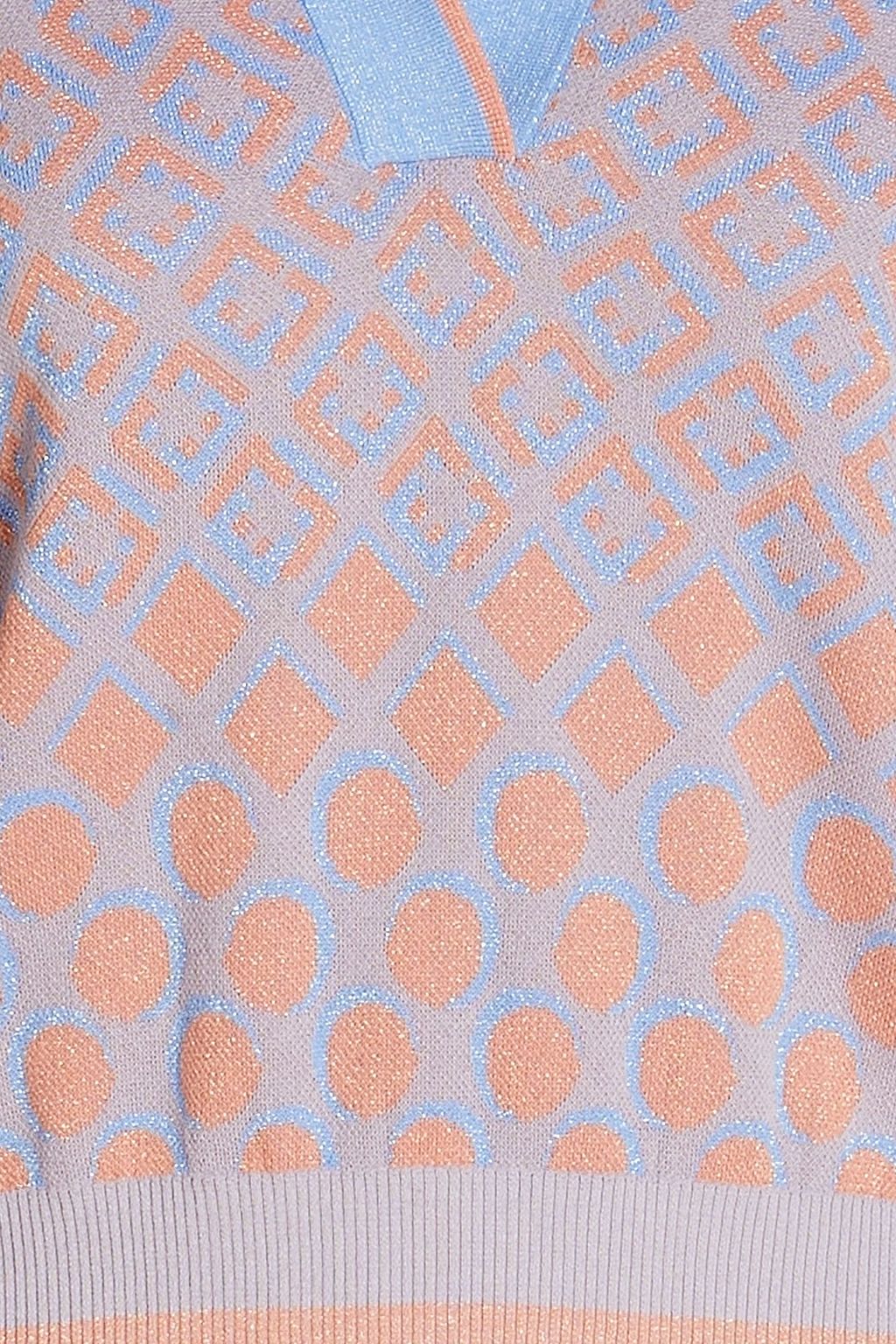 DIANE VON FURSTENBERG ジャカードニットコットン混 セーター メタリック