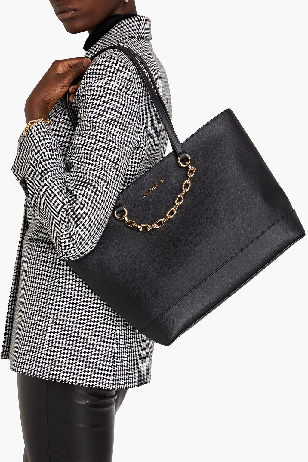 MICHAEL MICHAEL KORS Jet Set chain-embellished faux textured-leather tote