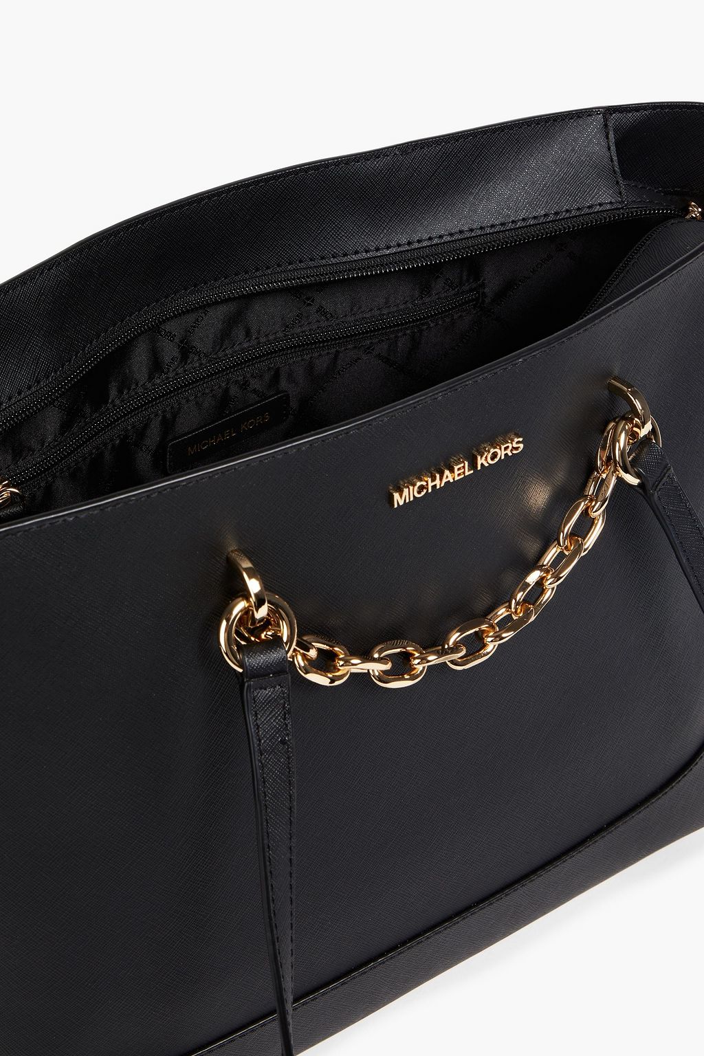 MICHAEL MICHAEL KORS Jet Set chain-embellished faux textured-leather tote