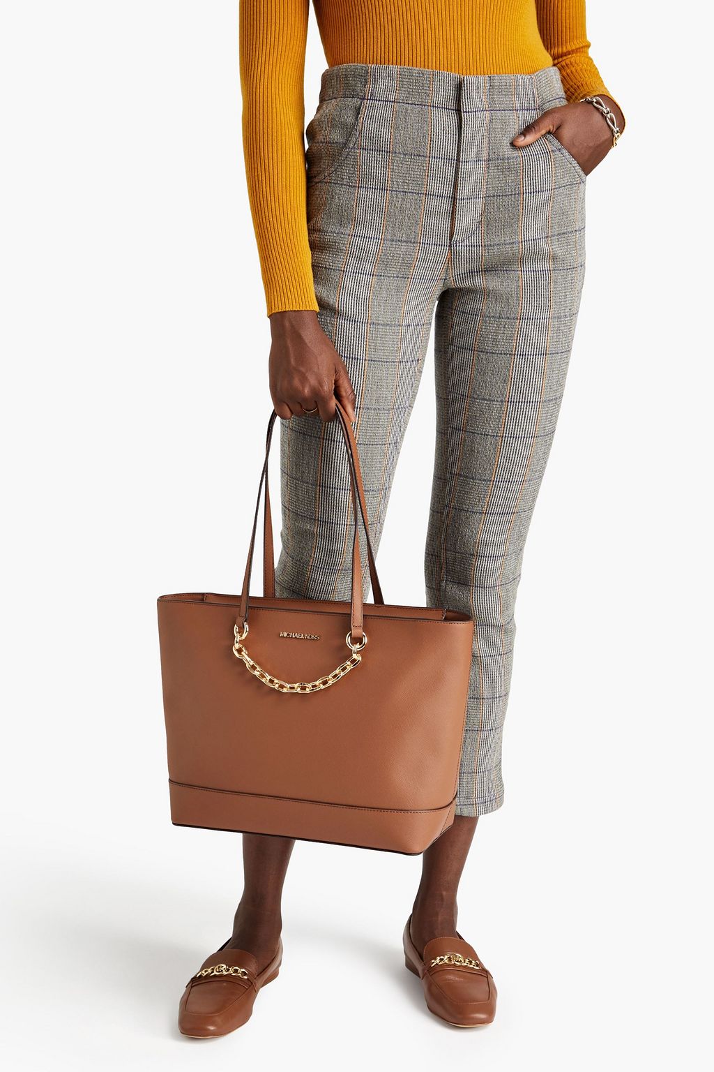 MICHAEL MICHAEL KORS 젯 셋 체인 장식 텍스처드 인조 가죽 토트 백