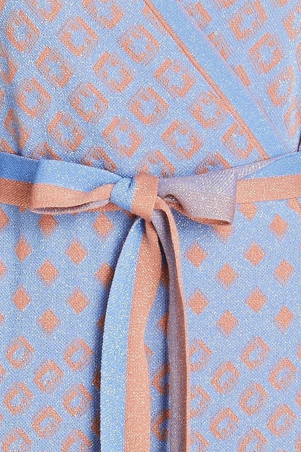 DIANE VON FURSTENBERG ジャカードニット ラップブラウス メタリック